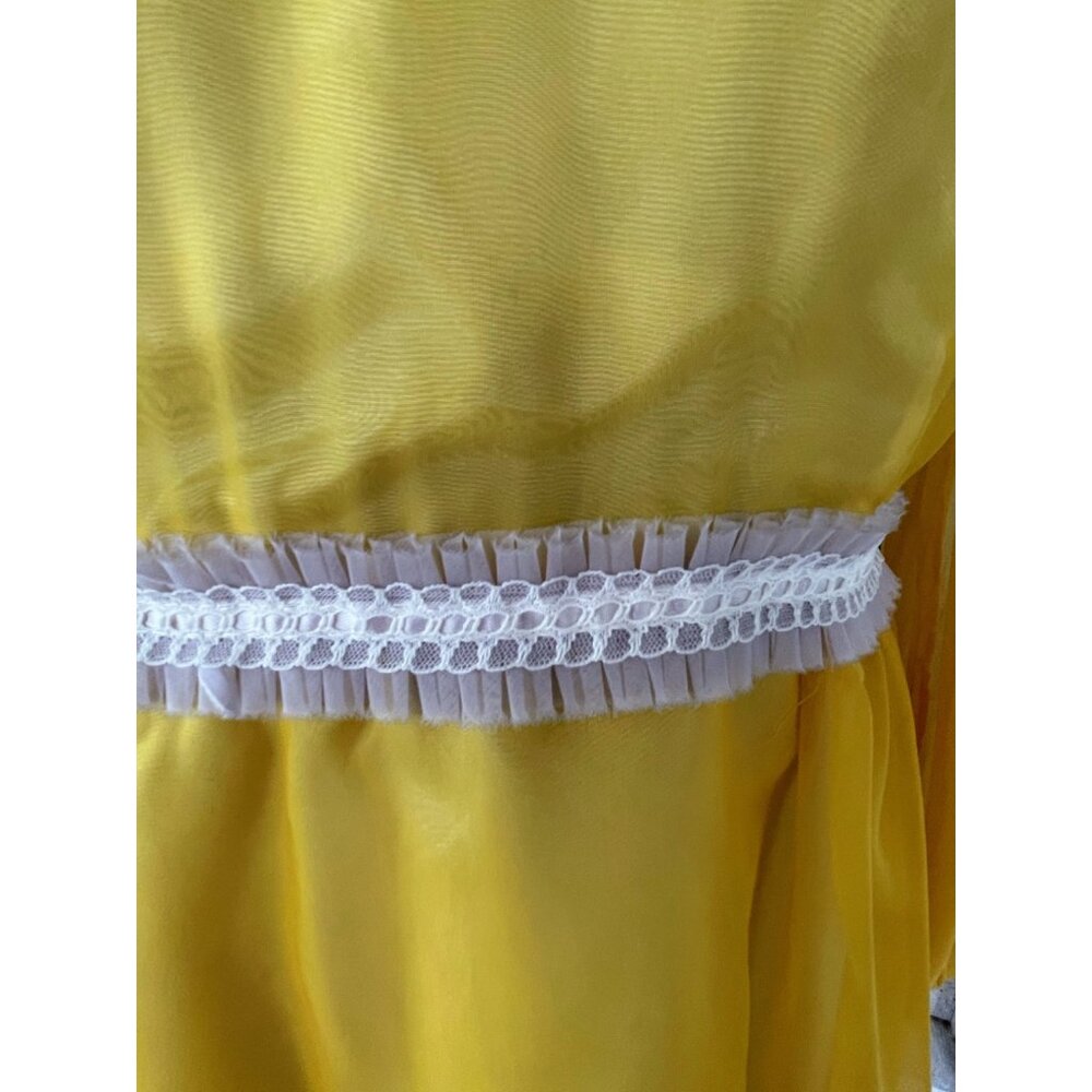 Vintage 1970s Mustard Yellow Sheer Nylon Maxi Dress Size M - Picture 10 of 16